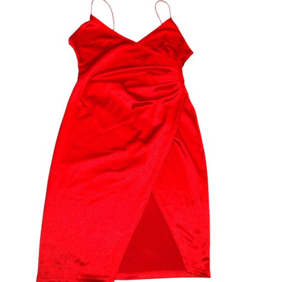 Women's Red Silky Dress Size M - Picture 1 of 4